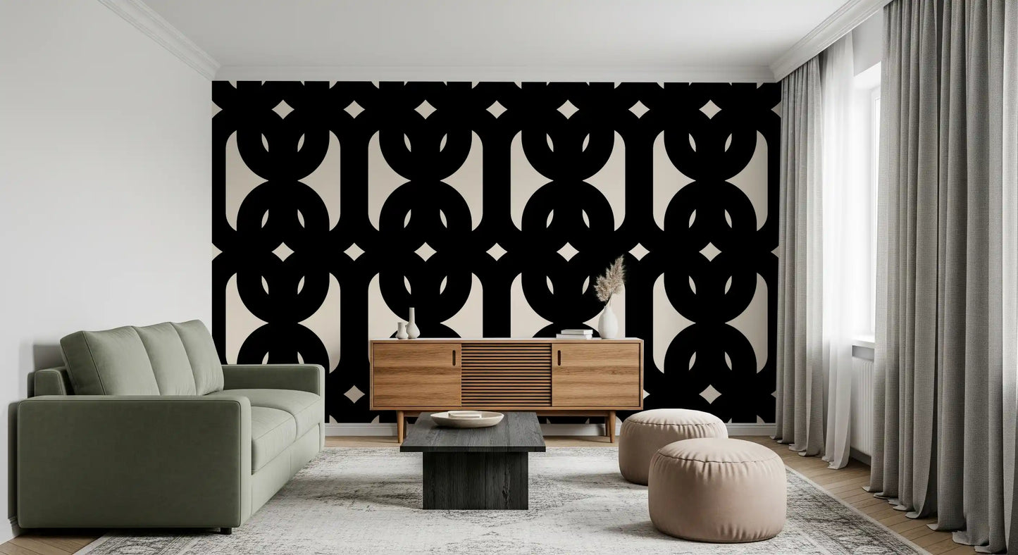 Graphic Modern Interlocking Pattern Wallpaper⁠
