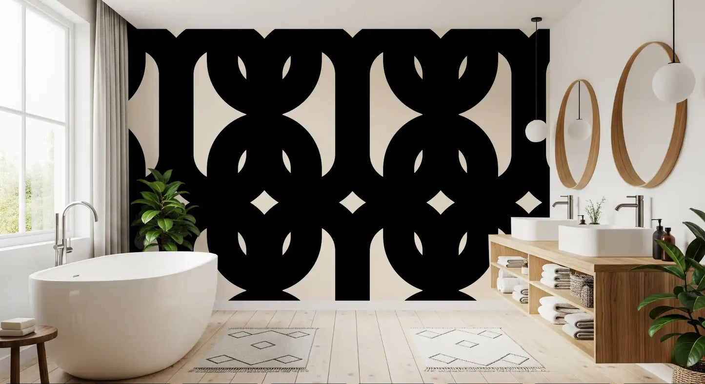 Graphic Modern Interlocking Pattern Wallpaper⁠