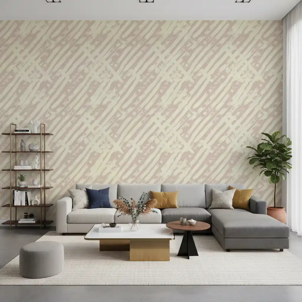 Cream Brushstroke Grid Wallpaper⁠