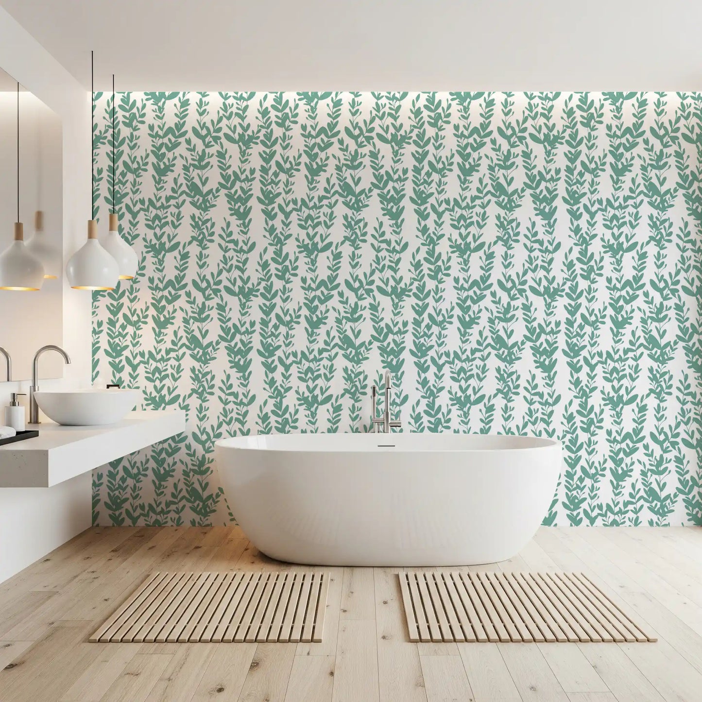 Minimalist Sage Botanical Vines Wallpaper⁠