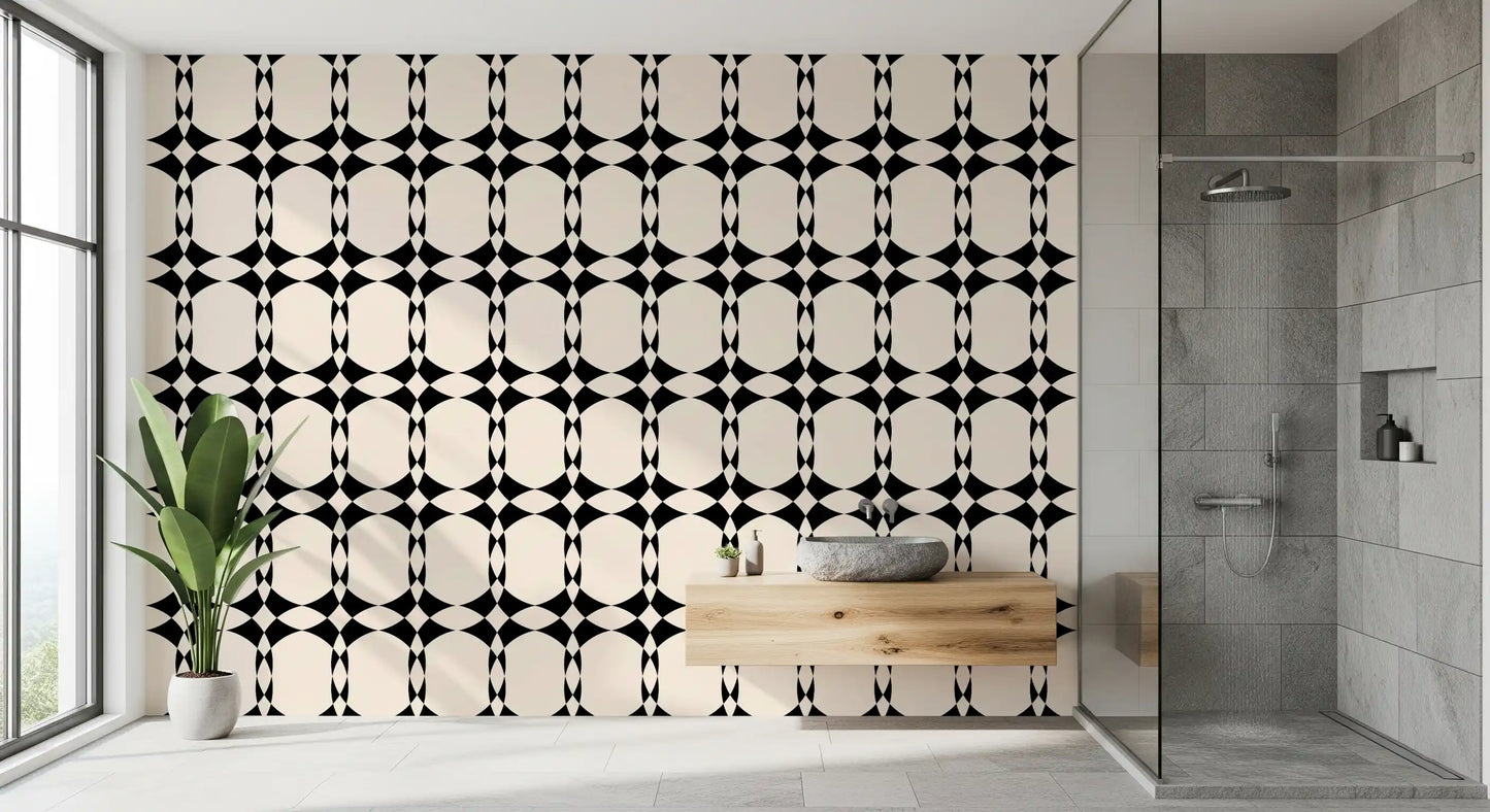 Modern Geometric Interlocking Circle Pattern Wallpaper⁠