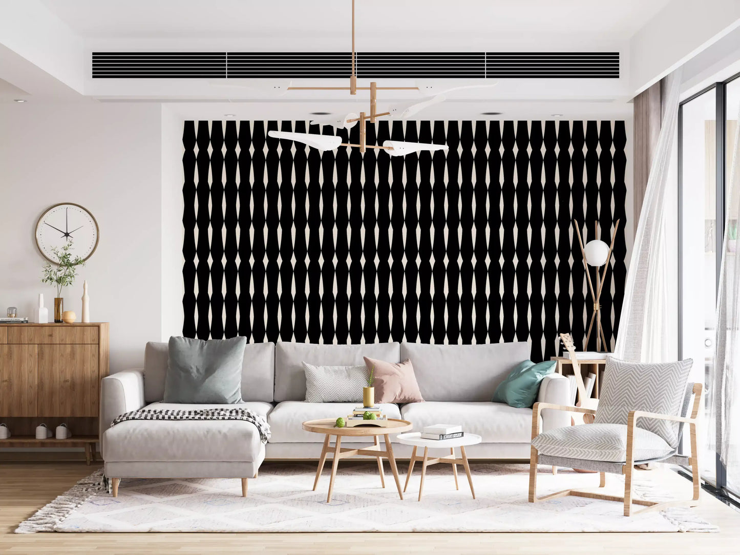 Monochromatic Geometric Column Pattern Wallpaper⁠