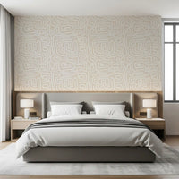 Abstract Cream Maze Pattern Wallpaper⁠