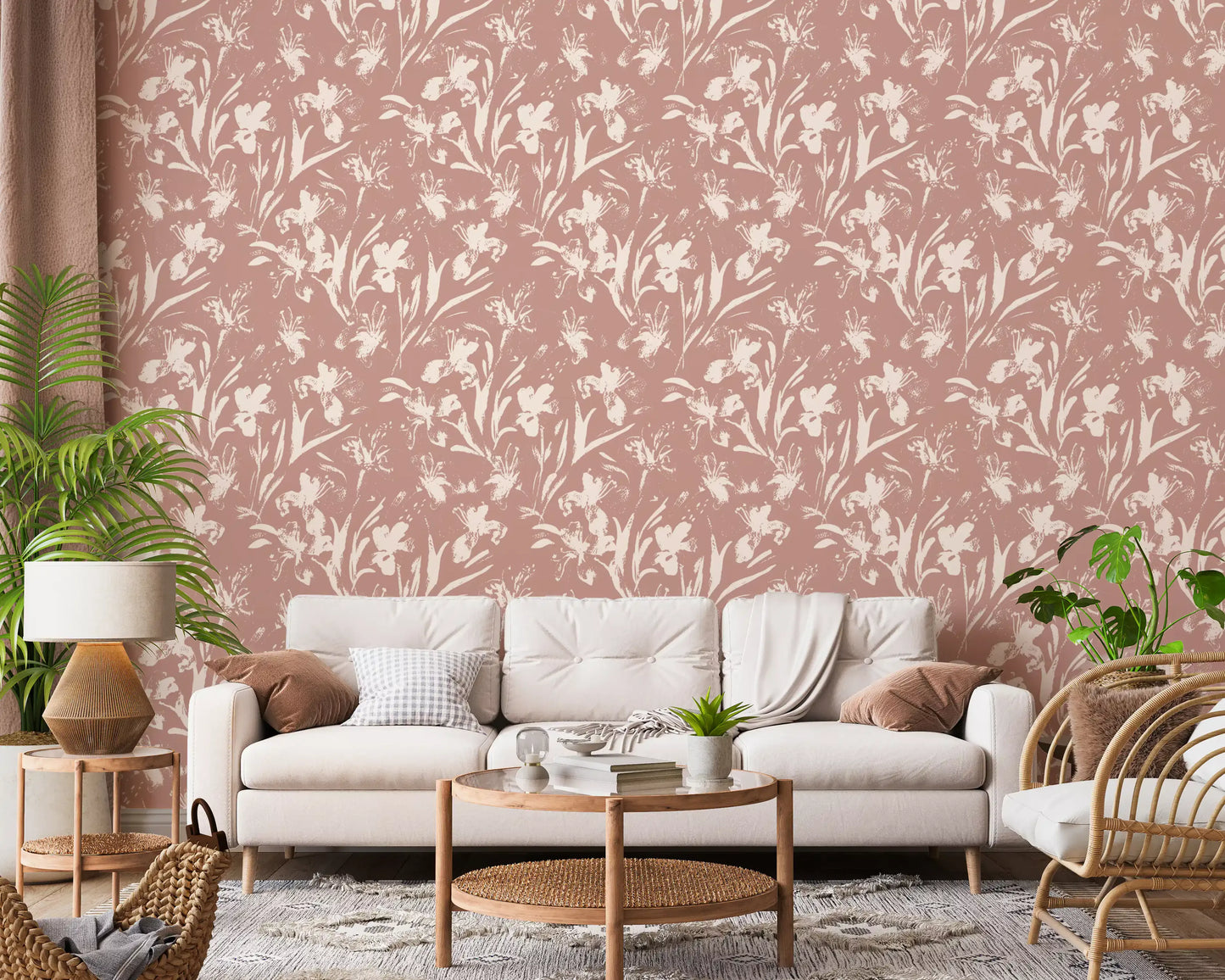 Abstract Floral Earthy Print Wallpaper⁠