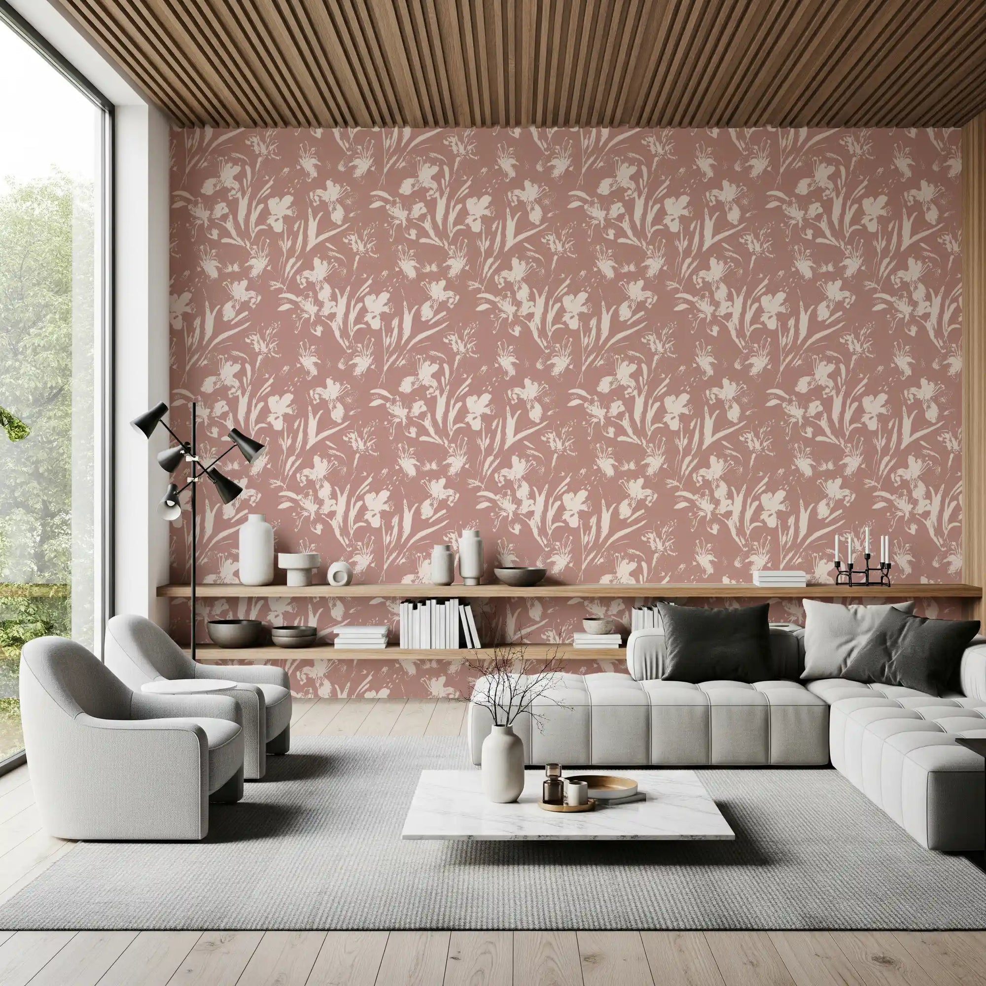 Abstract Floral Earthy Print Wallpaper⁠