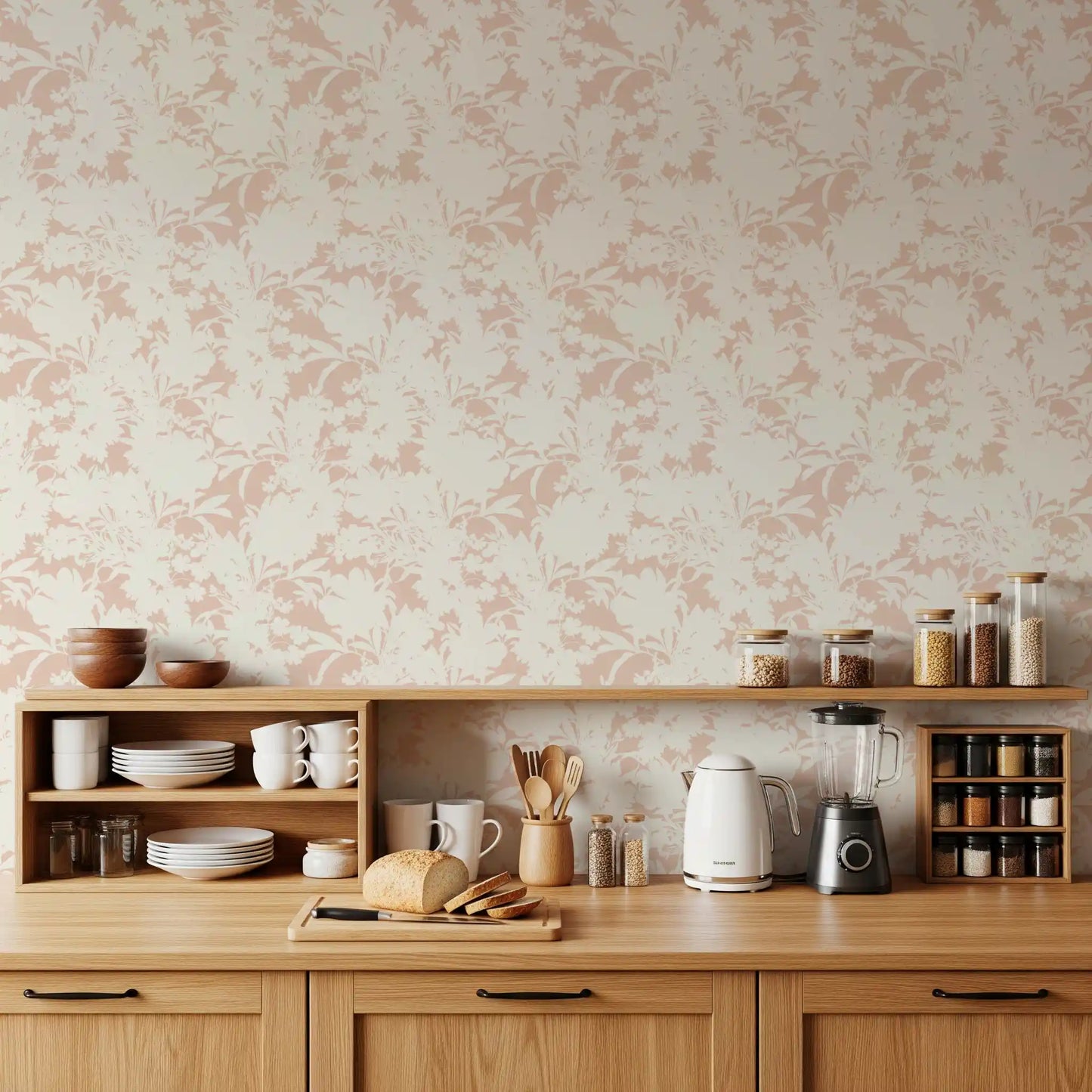 Creamy Petal Shadow Pattern Wallpaper⁠