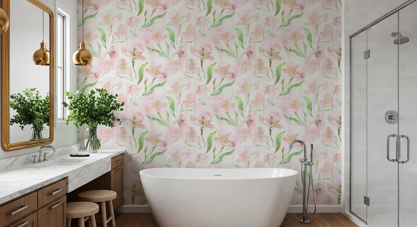 Muted Pastel Spring Petals Wallpaper⁠