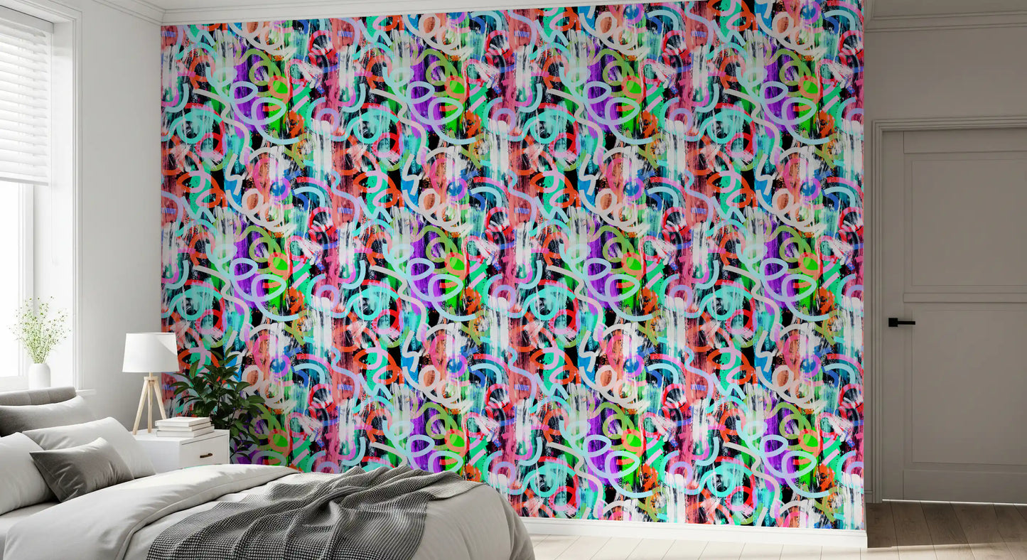 Dynamic Loops and Modern Graffiti Flair Wallpaper⁠
