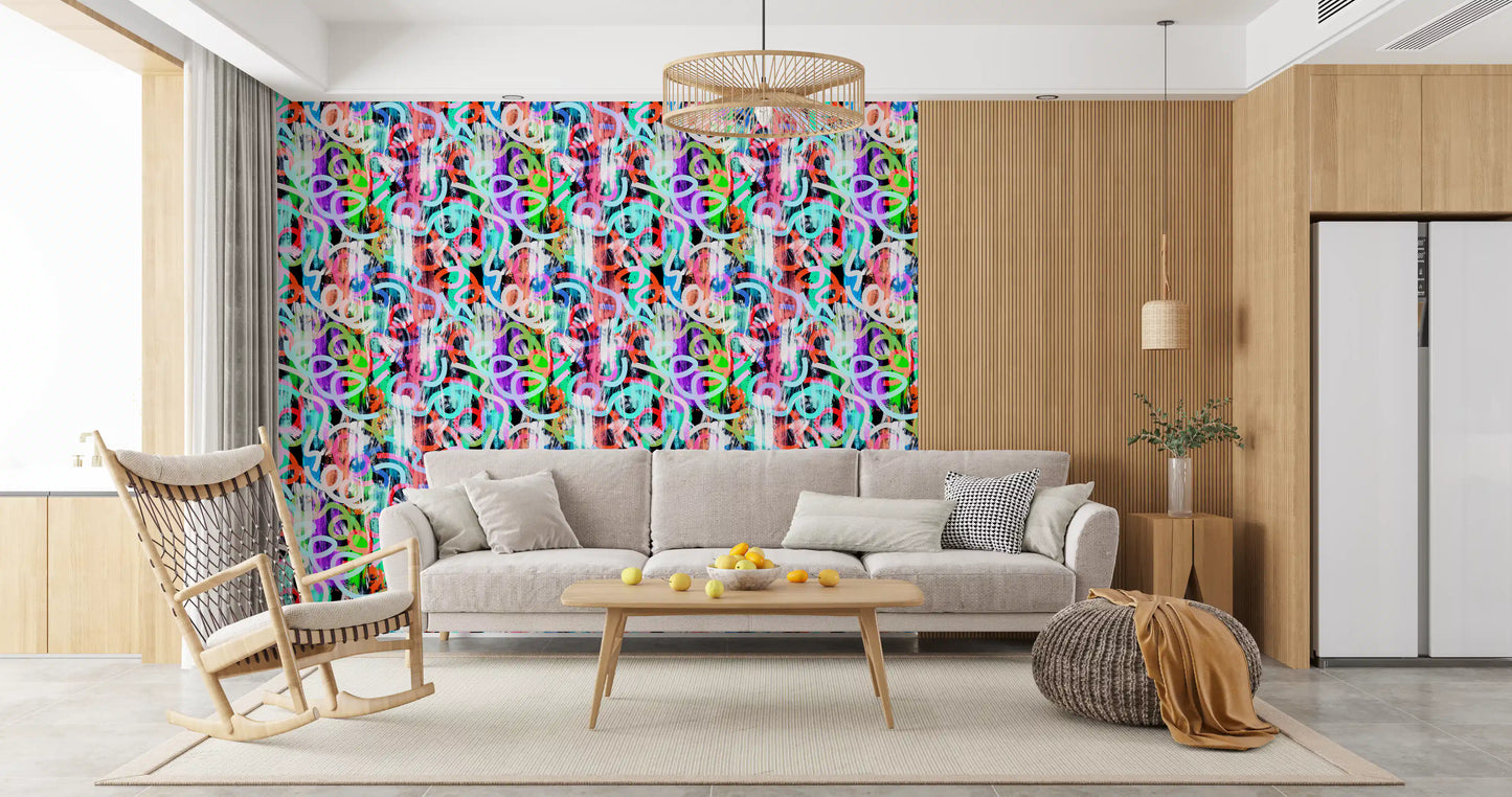 Dynamic Loops and Modern Graffiti Flair Wallpaper⁠