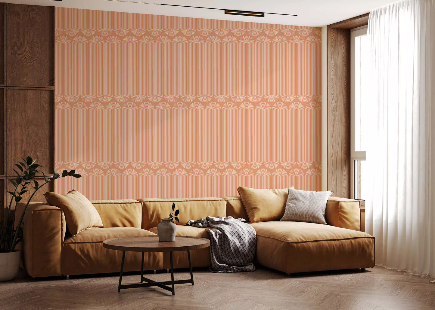 Minimalist Terracotta Arc Pattern Wallpaper⁠