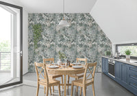 Muted Sage Botanical Bloom Wallpaper⁠