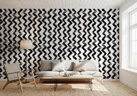 Monochrome Chevron Brushstrokes Wallpaper⁠