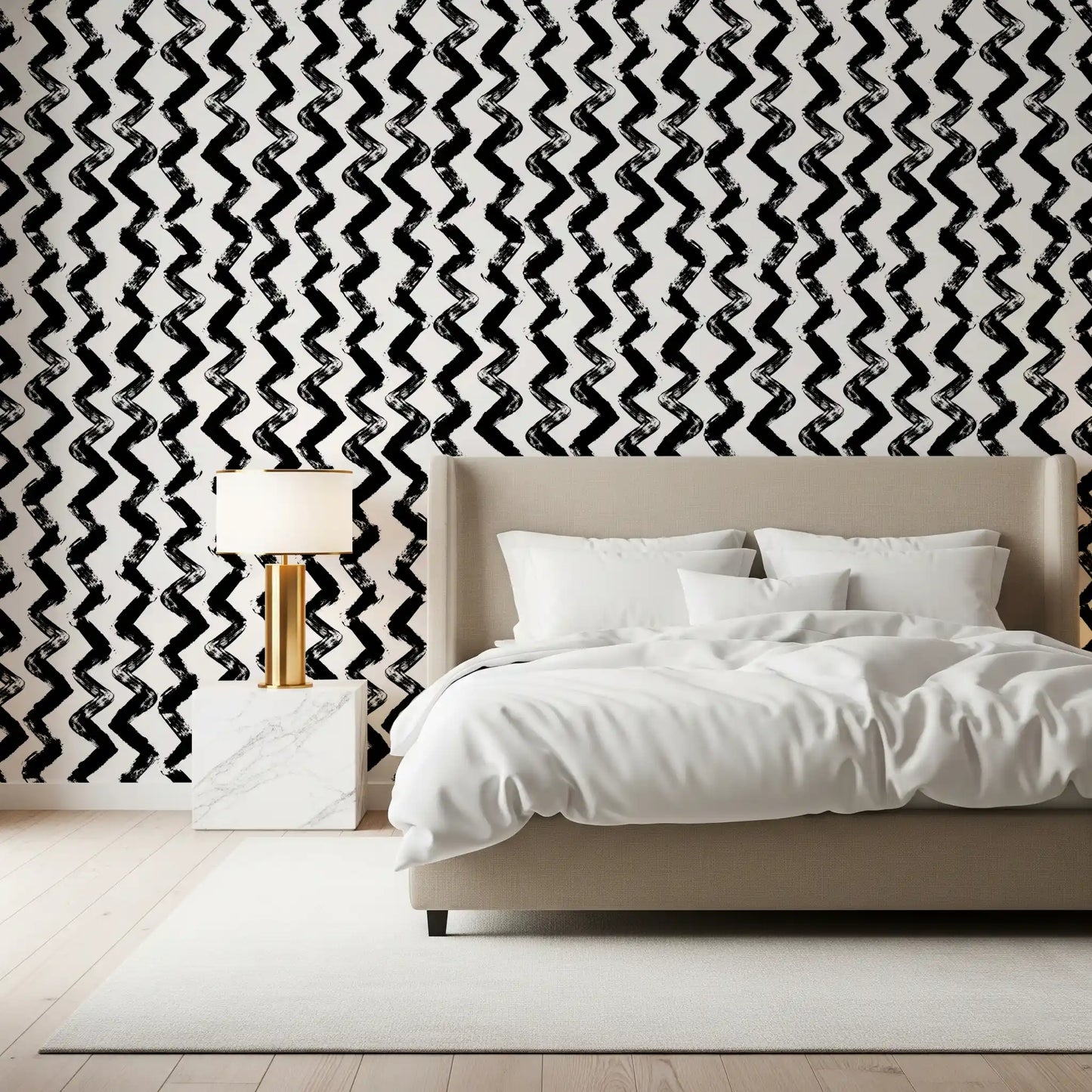 Monochrome Chevron Brushstrokes Wallpaper⁠