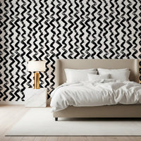 Monochrome Chevron Brushstrokes Wallpaper⁠