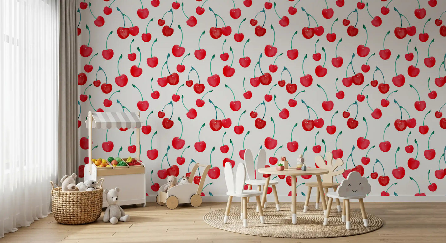 Summer Orchard Cherry Repeat Wallpaper⁠
