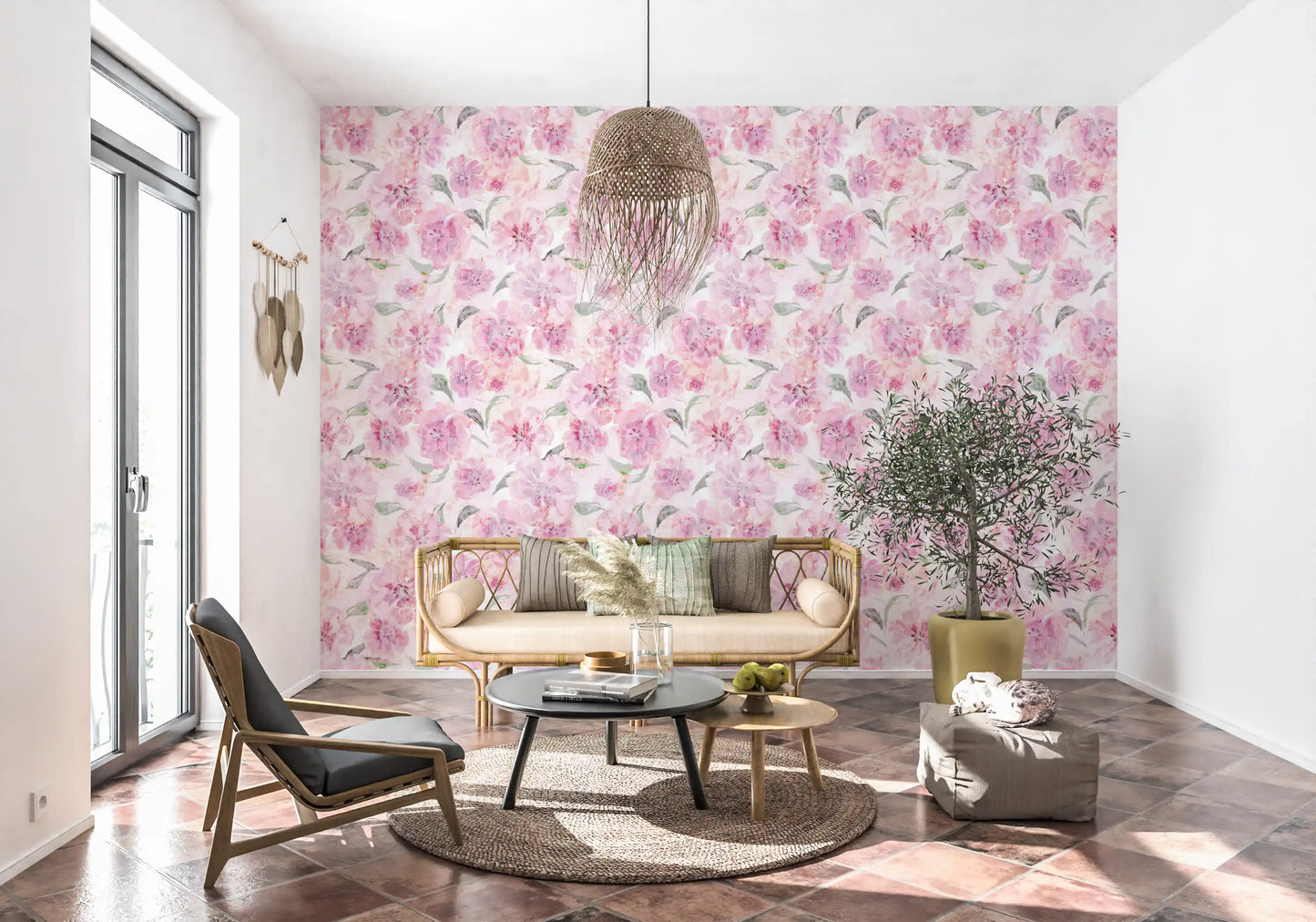 Soft Watercolor Floral Brushstrokes Wallpaper⁠
