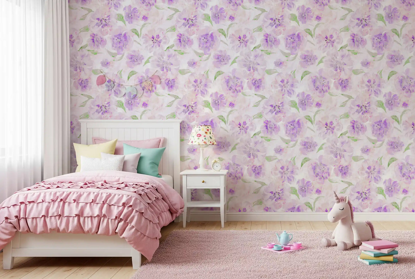 Lavender Brushstroke Floral Wallpaper⁠