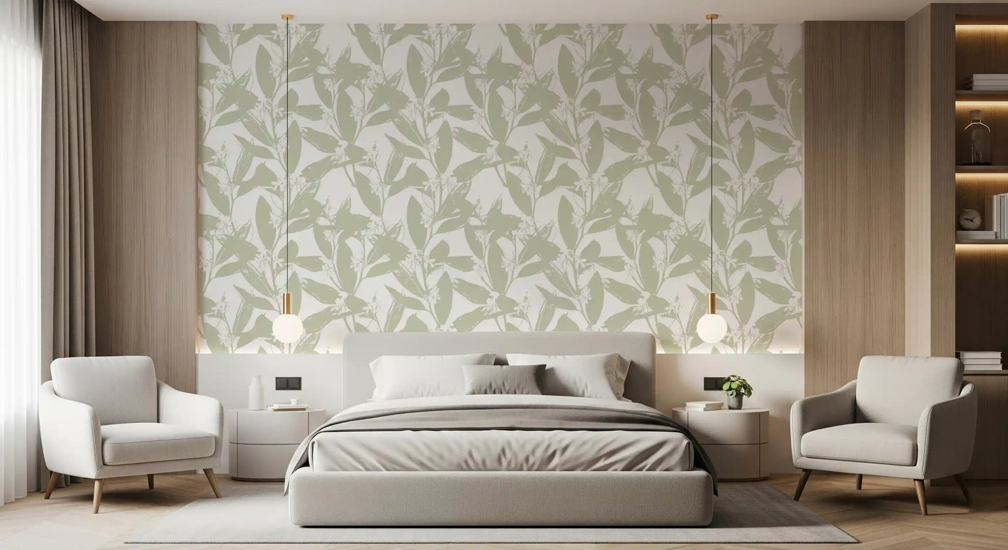 Soft Sage Botanical Print Wallpaper⁠