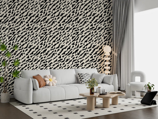 Scattered black marks of the brushstroke wallpaper set a calm living room tone GD11648
