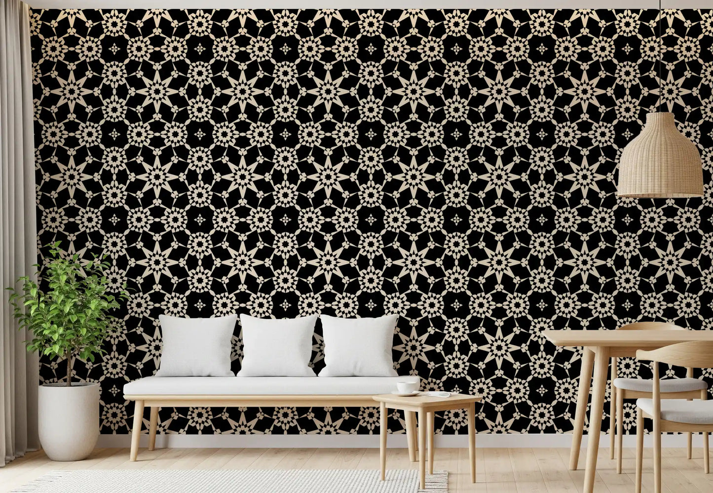 Geometric Arabesque Monochromatic Lattice Wallpaper⁠