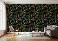Golden Foliage and Hummingbird Art Wallpaper⁠