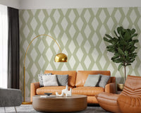 Sage Brushstroke Diamond Lattice Wallpaper⁠