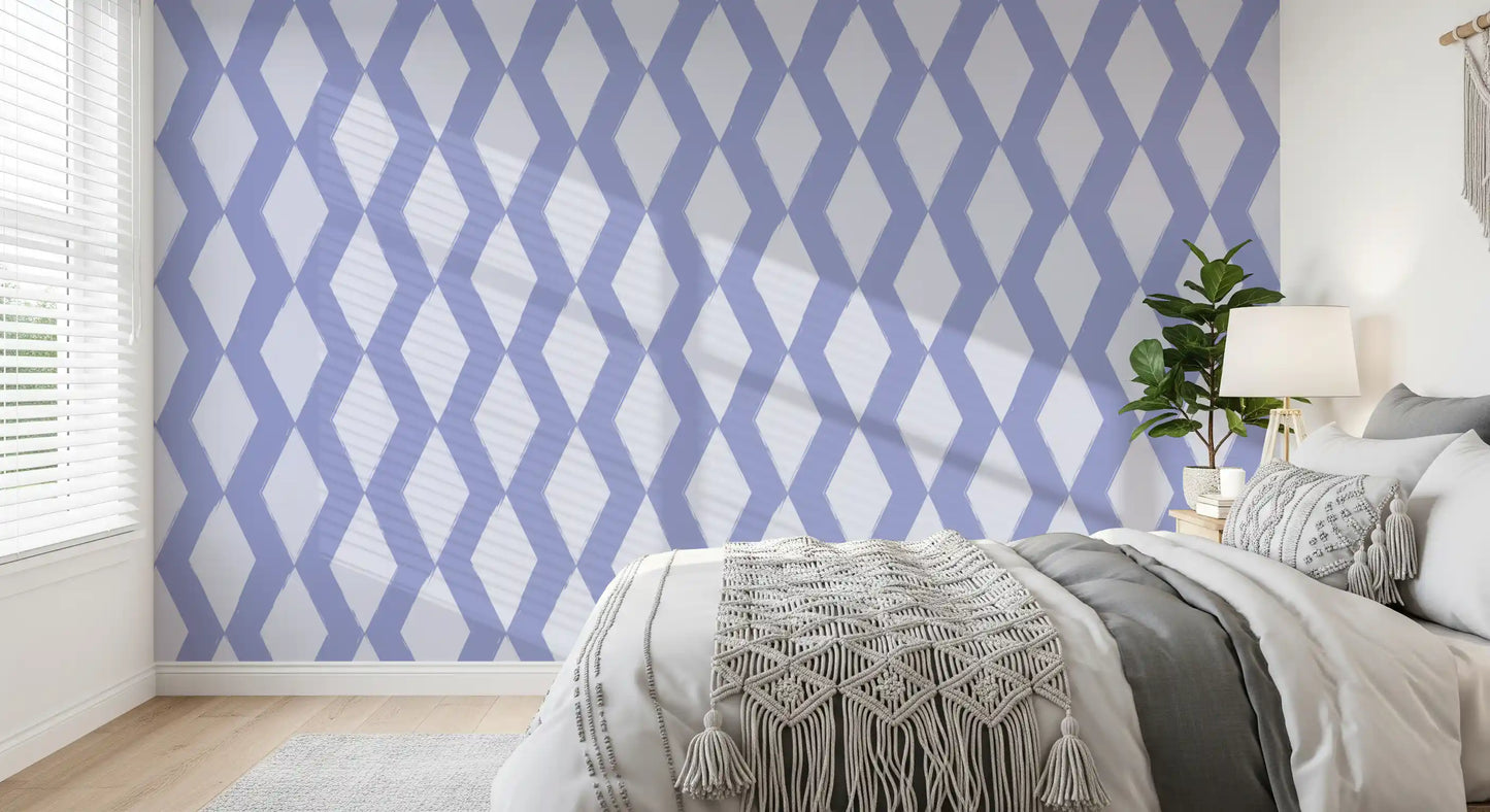 Muted Blue Abstract Diamond Lattice Wallpaper⁠