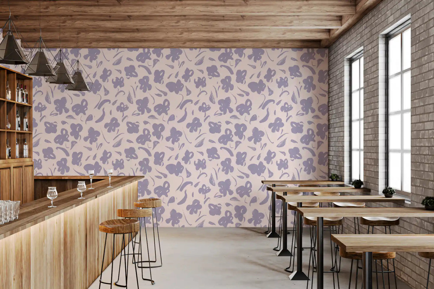 Lavender Painted Floral Bloom Wallpaper⁠
