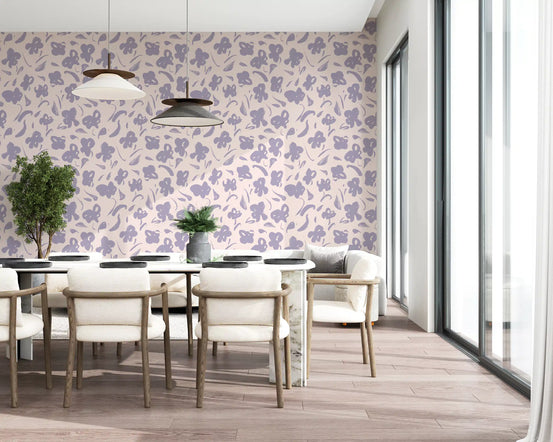 Lavender Painted Floral Bloom Wallpaper⁠