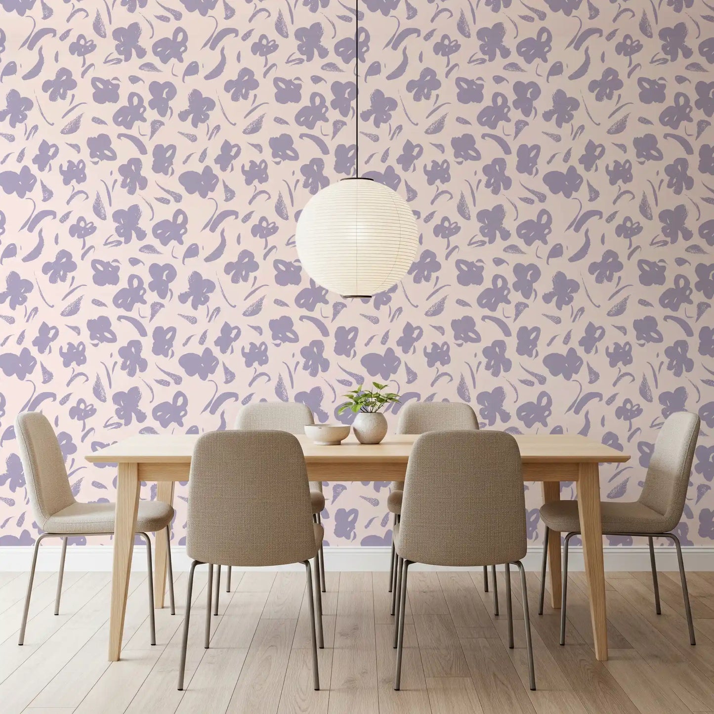 Lavender Painted Floral Bloom Wallpaper⁠
