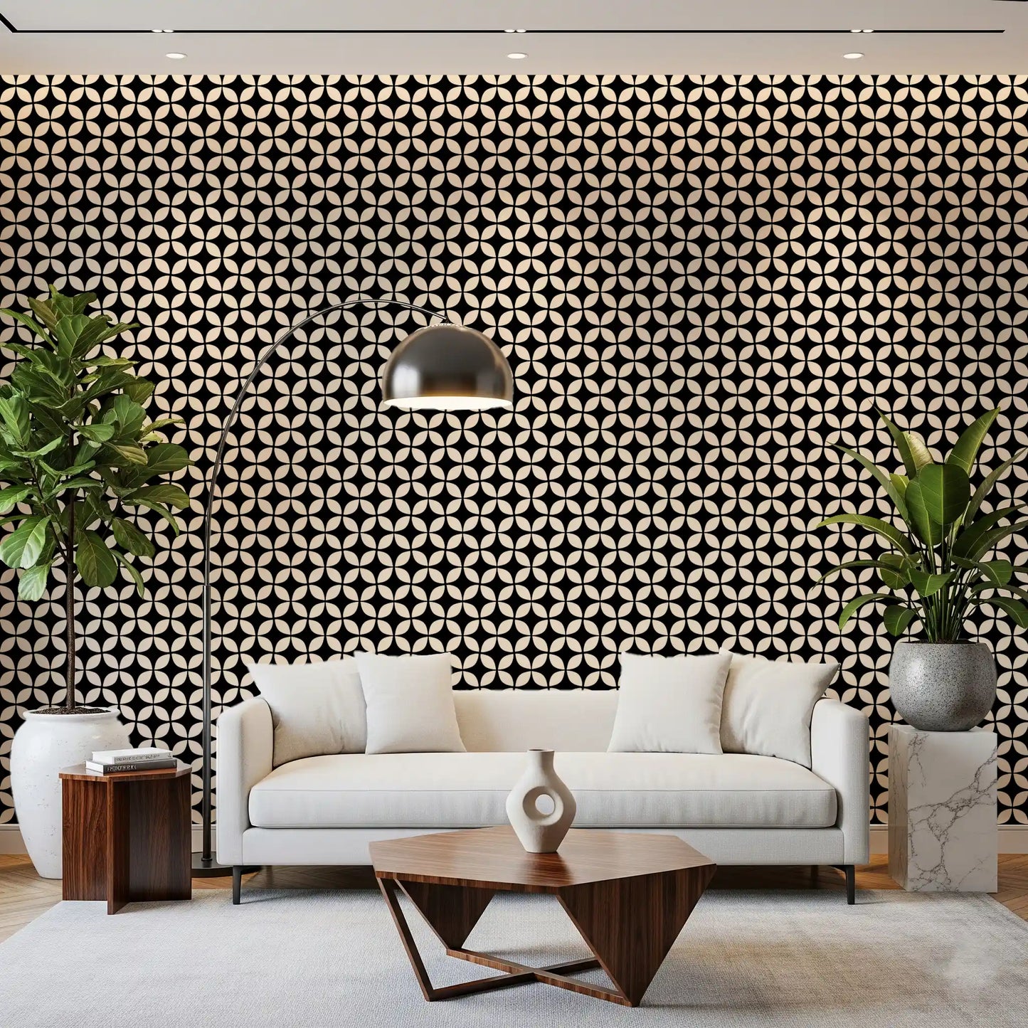 Minimalist Petal Lattice Wallpaper⁠