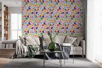 Retro Floral Pop Pattern Wallpaper⁠