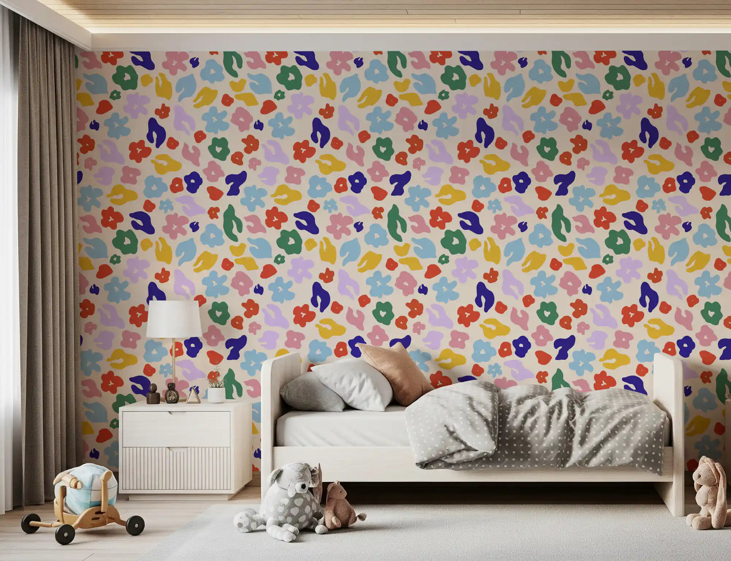 Retro Floral Pop Pattern Wallpaper⁠