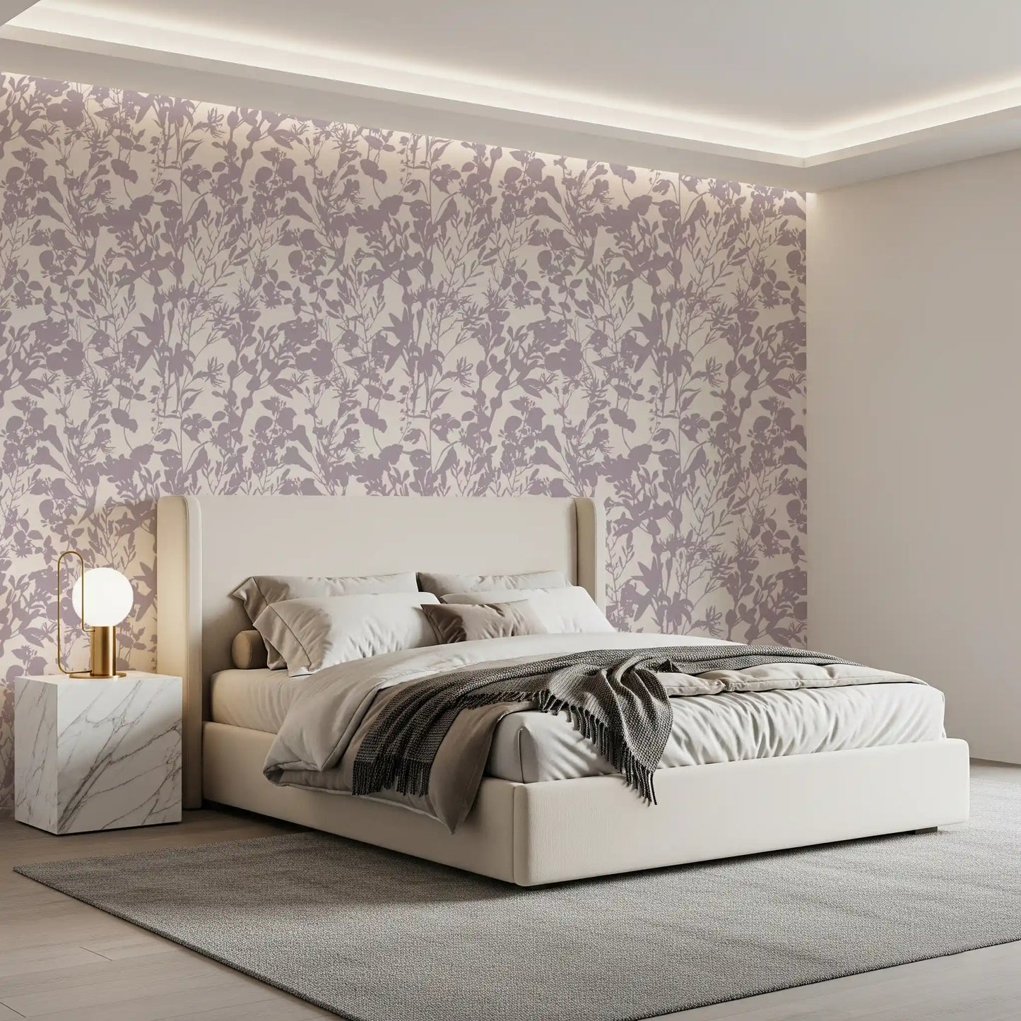 Soft Lavender Botanical Silhouette Wallpaper⁠