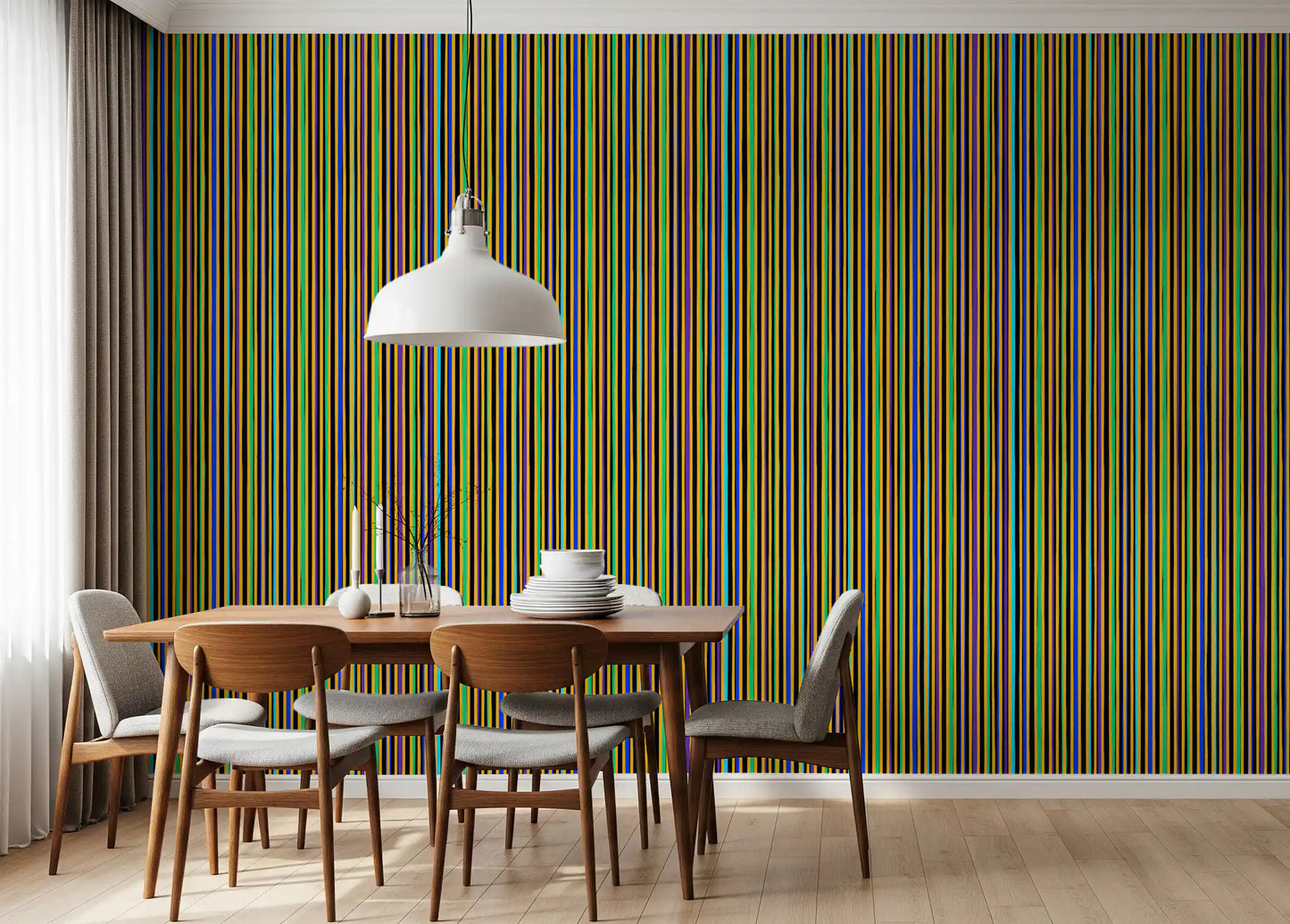 Vibrant Multicolored Vertical Stripe Wallpaper⁠