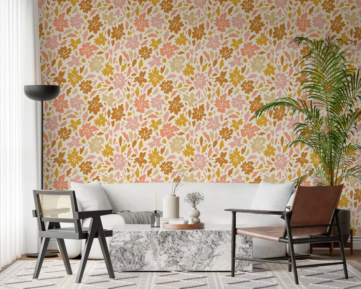 Boho Floral Meadow Prints Wallpaper⁠