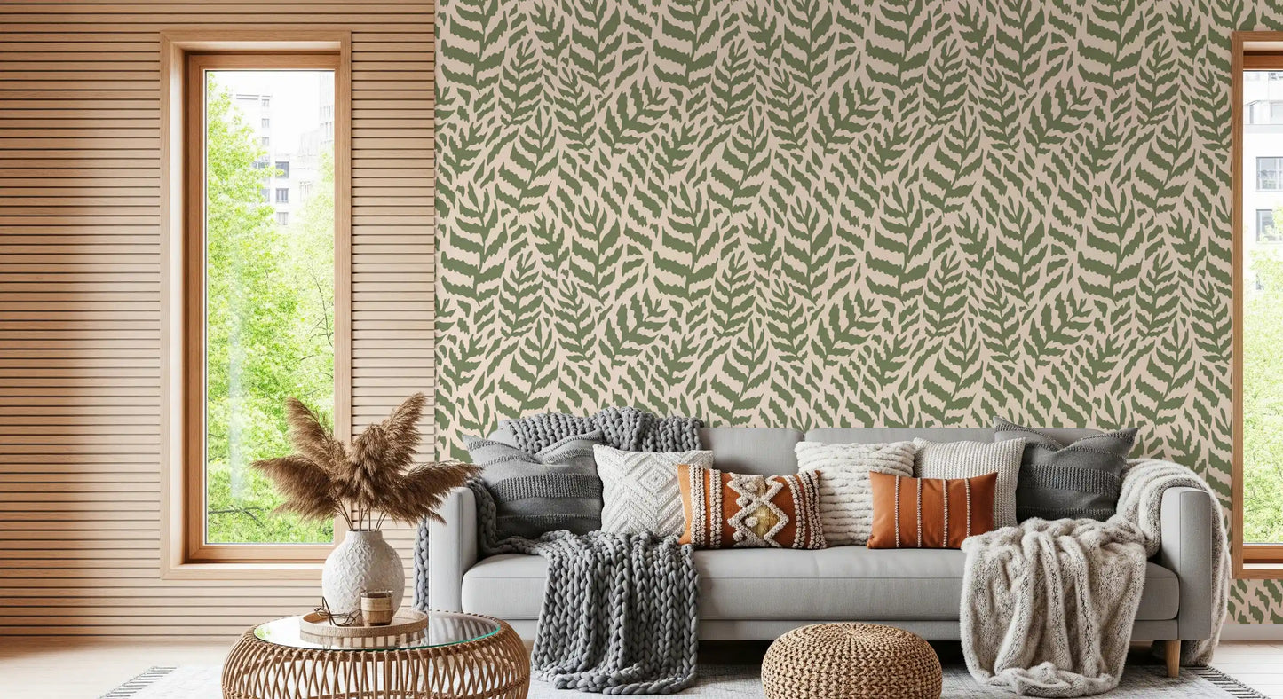 Sage Botanical Fern Trail Wallpaper⁠