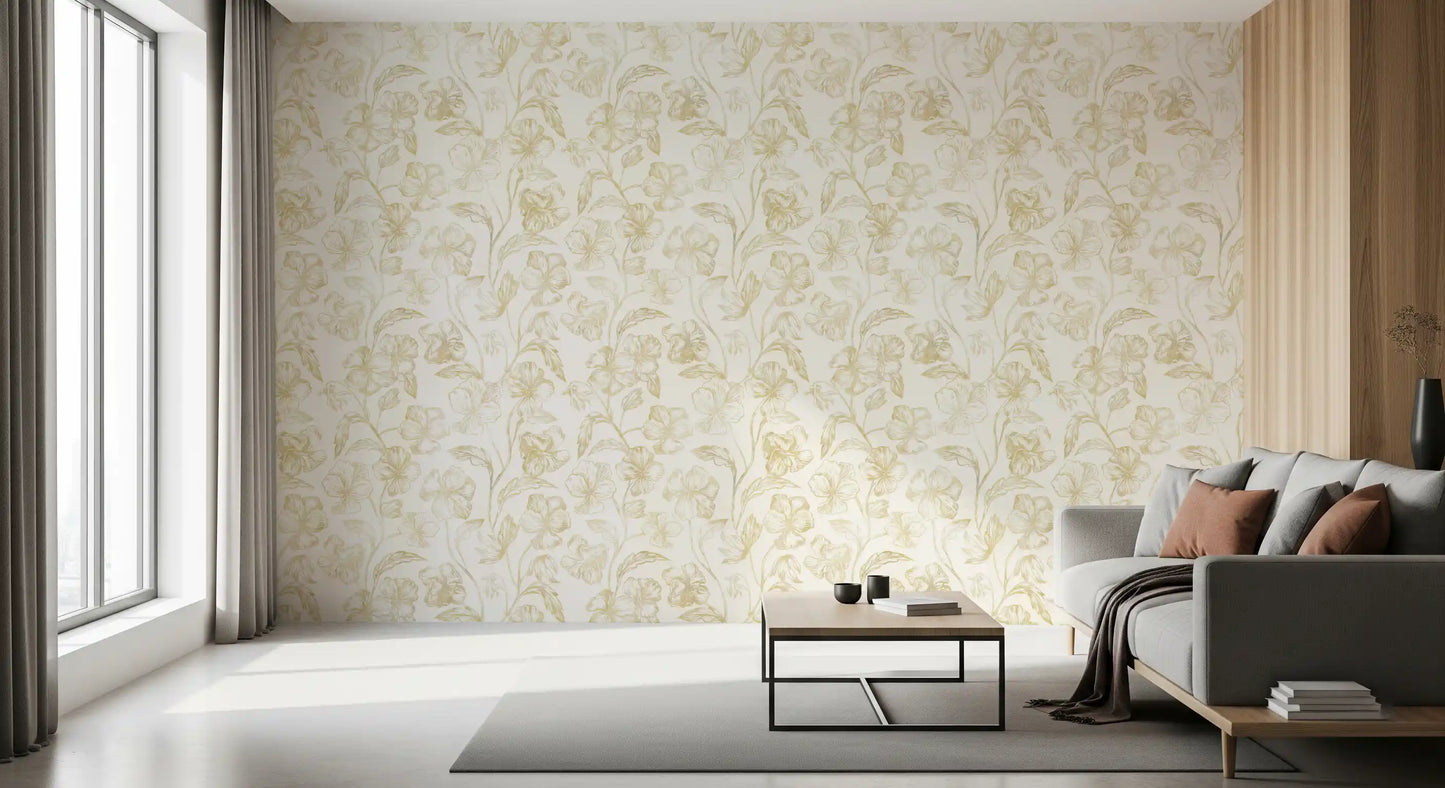 Golden Line Botanical Sketches Wallpaper⁠