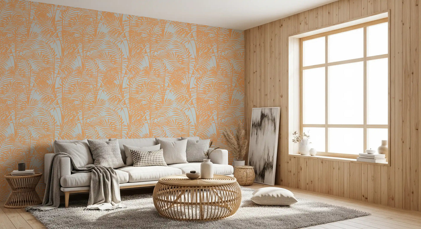 Peach Botanical Palm Repeat Wallpaper⁠