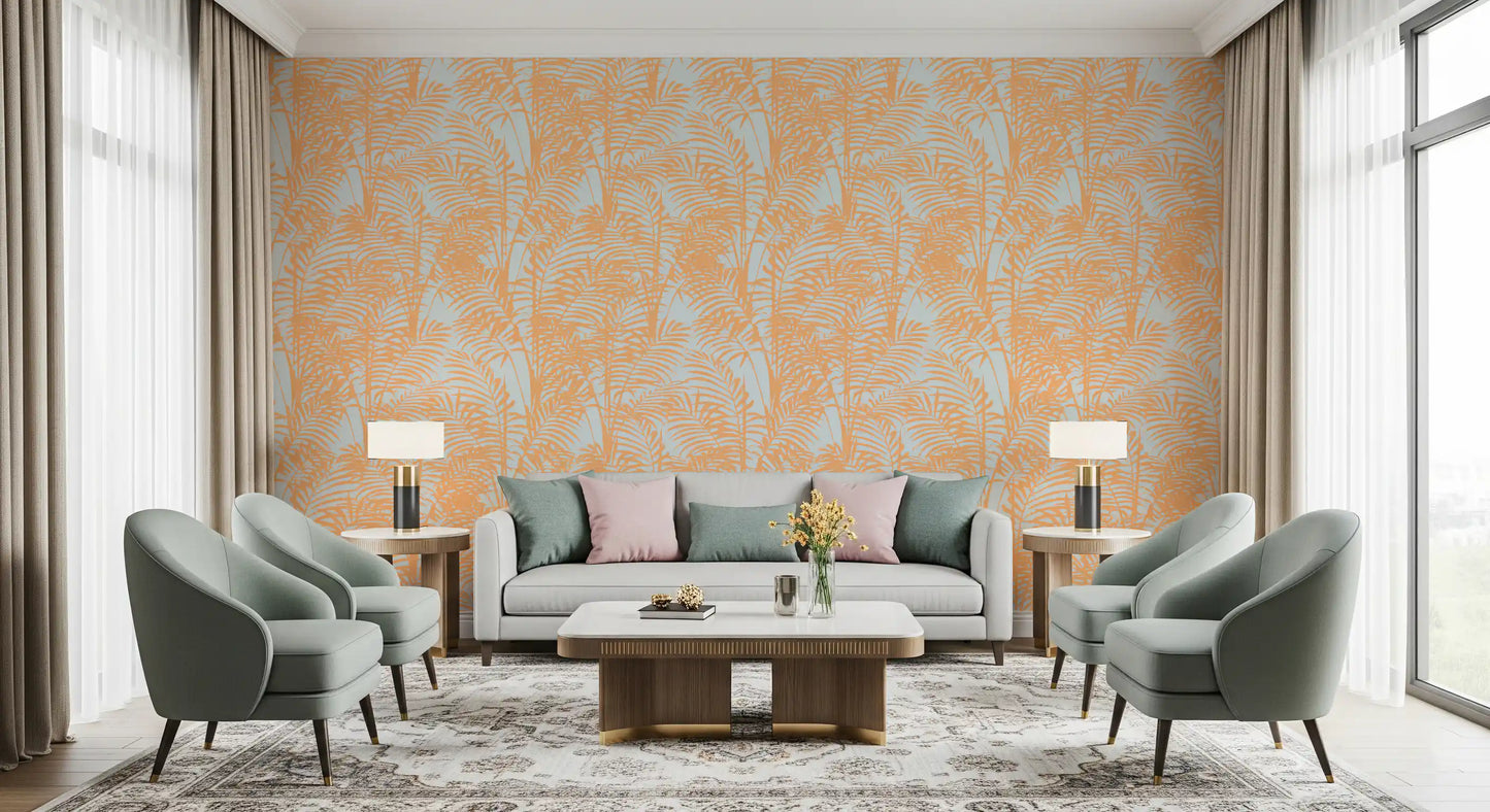 Peach Botanical Palm Repeat Wallpaper⁠