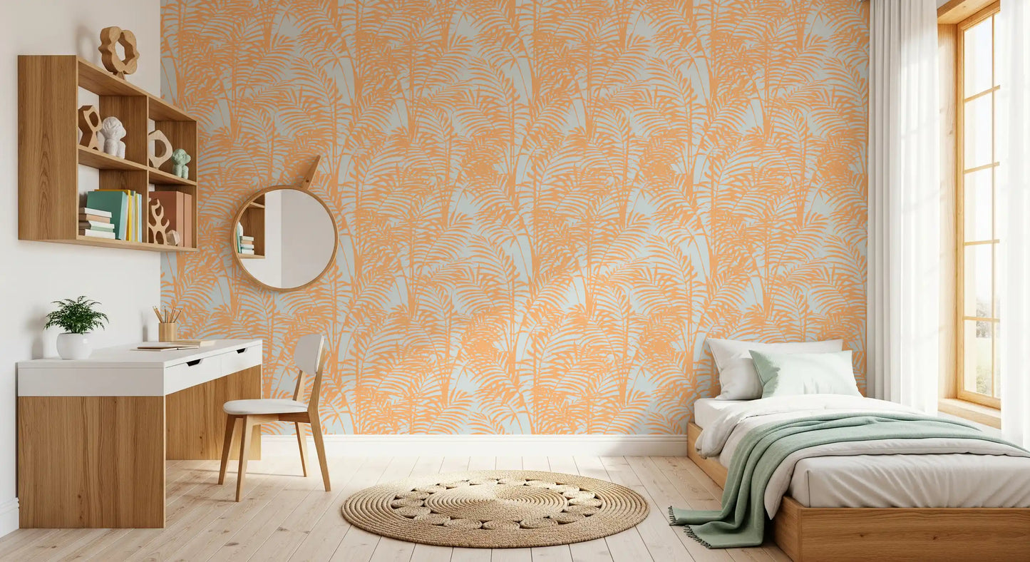 Peach Botanical Palm Repeat Wallpaper⁠
