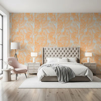 Peach Botanical Palm Repeat Wallpaper⁠