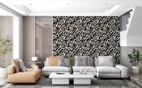Monochrome Swirl Abstract Line Art Wallpaper⁠