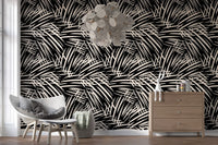 Monochrome Linear Brushstroke Wallpaper⁠