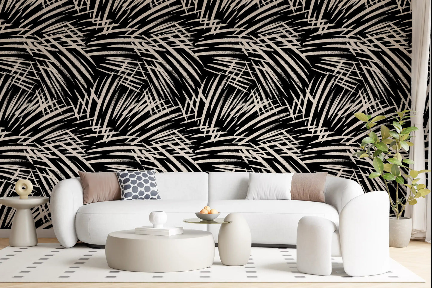 Monochrome Linear Brushstroke Wallpaper⁠
