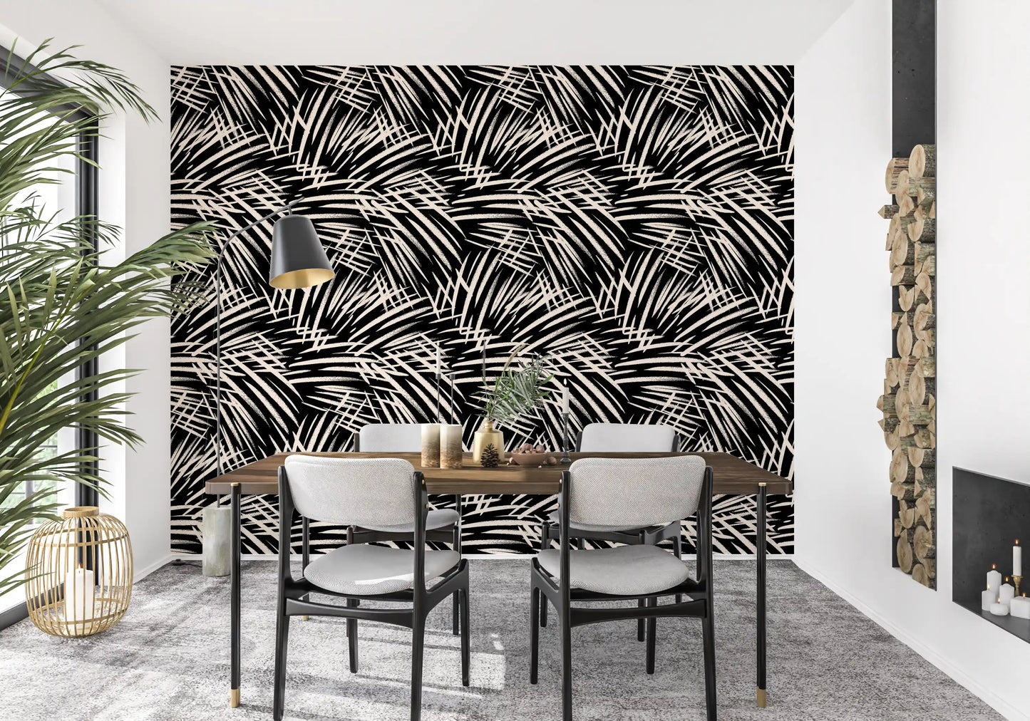Monochrome Linear Brushstroke Wallpaper⁠