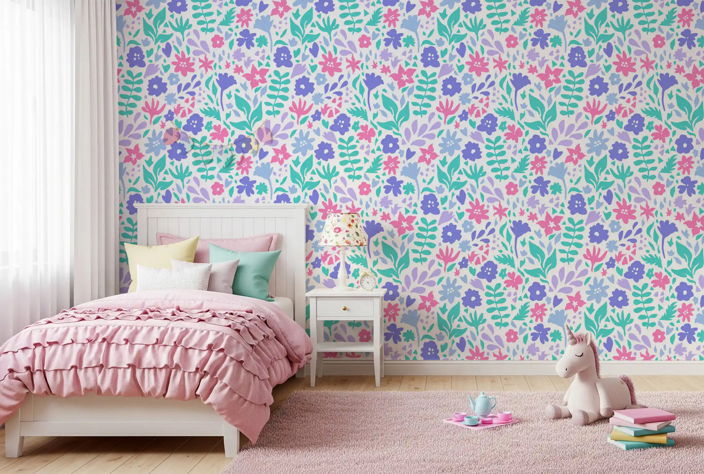 Abstract Painted Meadow Bloom Wallpaper⁠