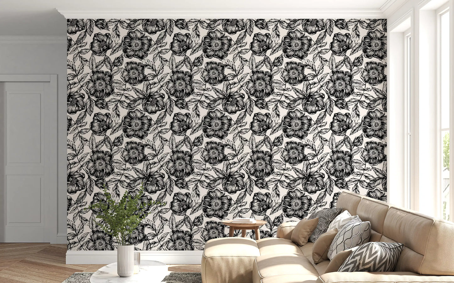 Ink Blossom Garden Wallpaper⁠