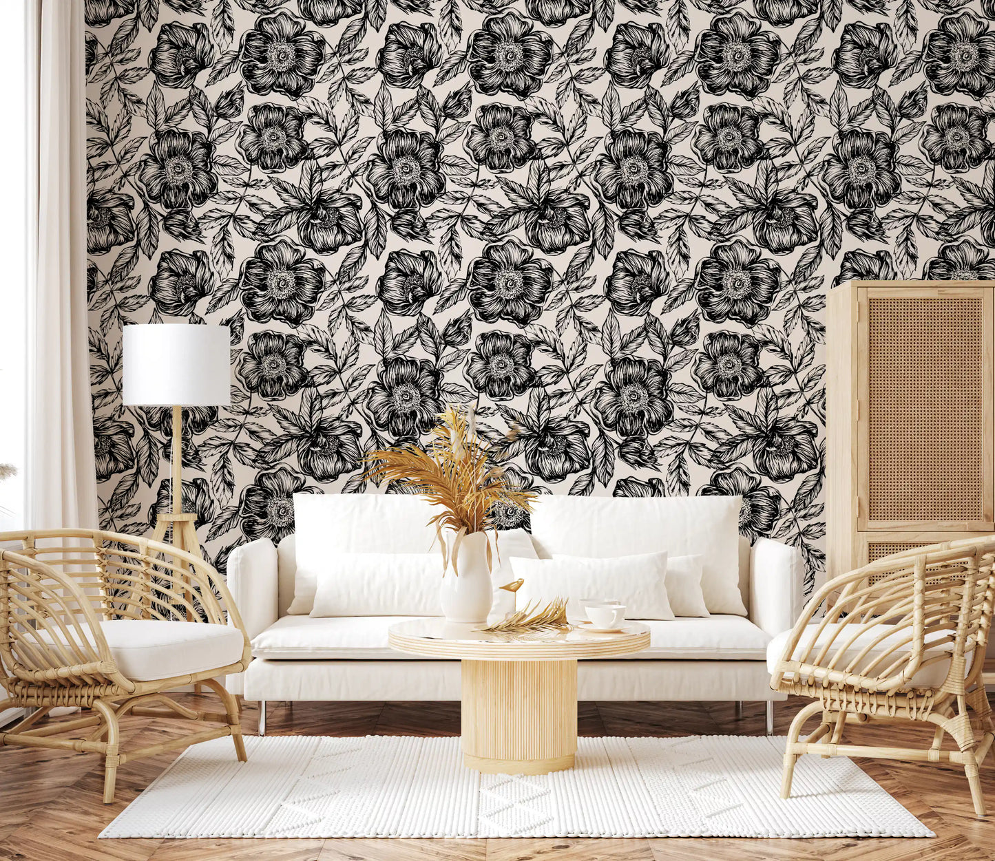 Ink Blossom Garden Wallpaper⁠
