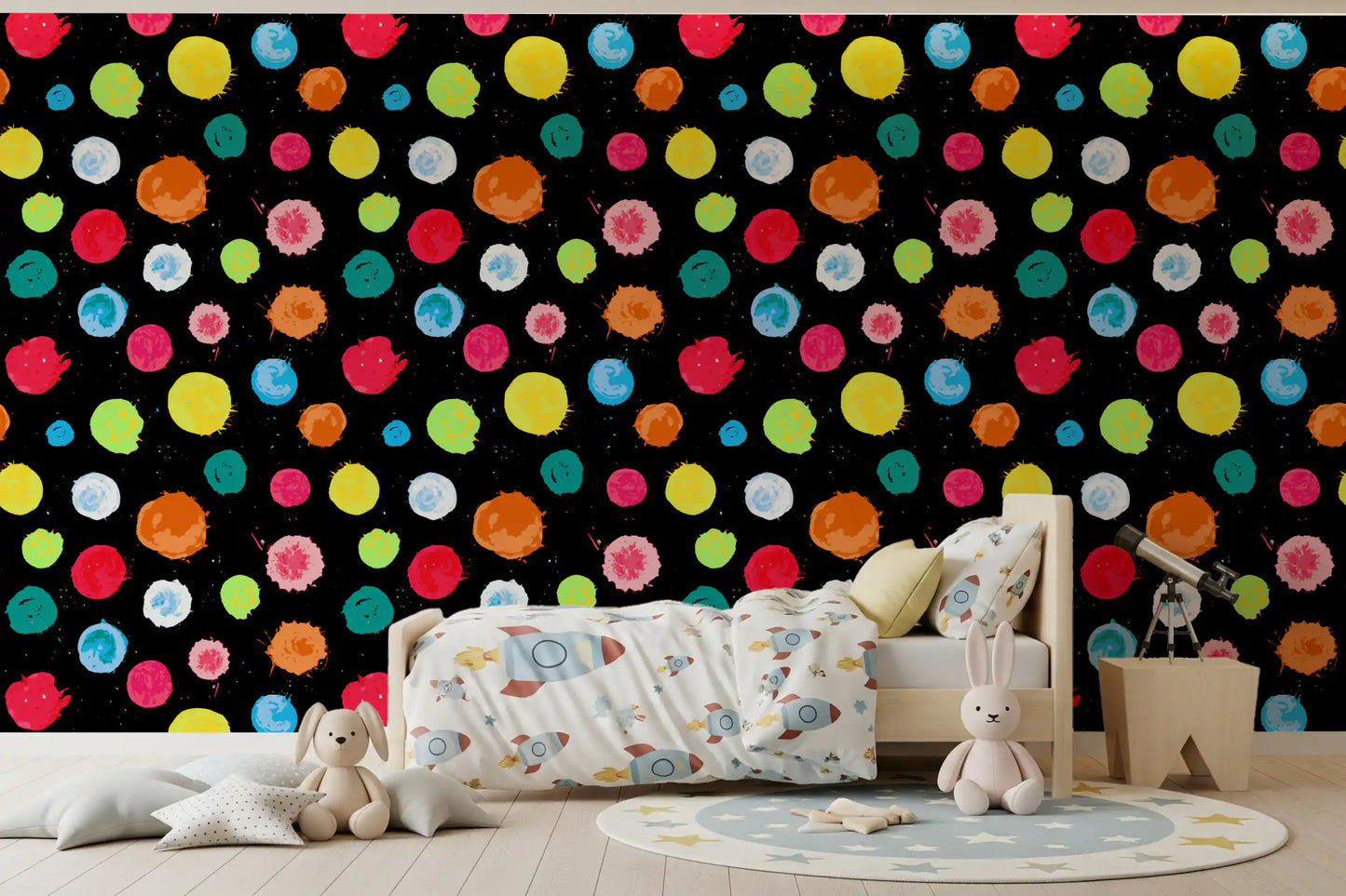 Expressive Multi-Colored Splatter Art Wallpaper⁠
